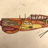 Excellent Vintage Kid Drawing of WWII “Shark” Fighter Plane
