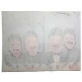 Shields Landon (S.L) Jones Four Figures at Table, Large Mixed Media Drawing