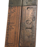 Special Antique Boxwood 24 Inch Carpenter's Rule with Engraved Copper Mend