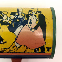 T. Cohn Co. c.1940s Tin Litho Noisemaker with Clowns and Dancers