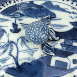 Chinese Export Canton Blue and White Porcelain Oval Lidded Box