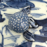 Chinese Export Canton Blue and White Porcelain Oval Lidded Box