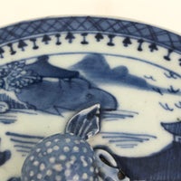 Chinese Export Canton Blue and White Porcelain Oval Lidded Box