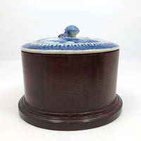 Chinese Export Canton Blue and White Porcelain Oval Lidded Box