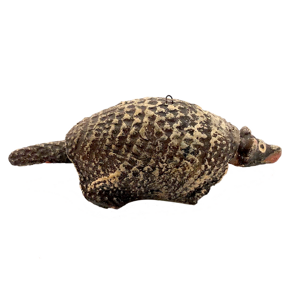 Fabulous Old Mexican Clay Hand-painted Bobble Head Armadillo