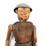 Carved Articulated Folk Art Figure with Tin Helmet