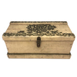 Antique Folk Art Painted Box With Tree, Flowers, Vines