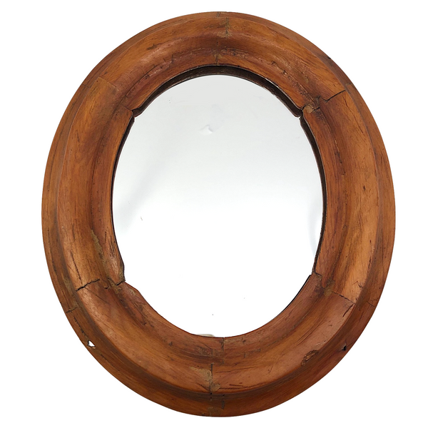 Great Old Wooden Porthole Style Handmade Hanging Mirror