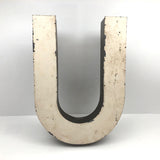 Creamy White Painted Vintage Metal Channel Letter "U"