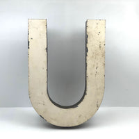 Creamy White Painted Vintage Metal Channel Letter "U"