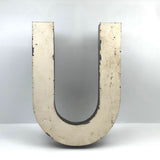 Creamy White Painted Vintage Metal Channel Letter "U"