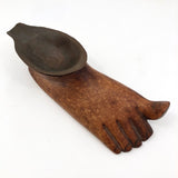 Carved Wooden Foot Shaped Ashtray with Copper Insert