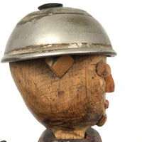 Carved Articulated Folk Art Figure with Tin Helmet