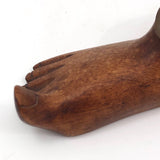 Carved Wooden Foot Shaped Ashtray with Copper Insert