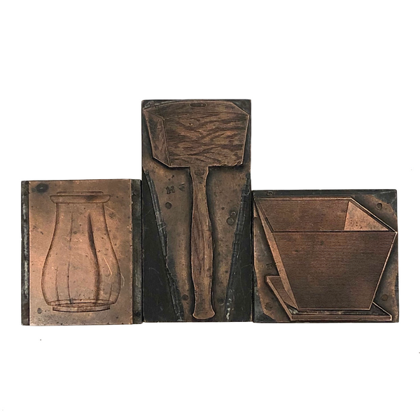 Set of Three Old Copper Printers Blocks from Sears Catalog or Similar