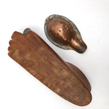 Carved Wooden Foot Shaped Ashtray with Copper Insert