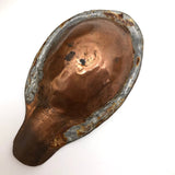 Carved Wooden Foot Shaped Ashtray with Copper Insert