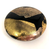 Stunning Randy Strong 1988 Black Art Glass Paperweight with Gold and Silver Foil