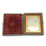 Early Ninth Plate Folk Art Daguerreotype of Man in Caned Chair