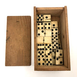 Bone and Ebony Dominoes with Brass Spinners - Complete Double Six Set