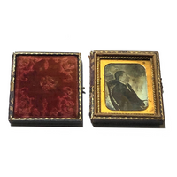 Early Ninth Plate Folk Art Daguerreotype of Man in Caned Chair
