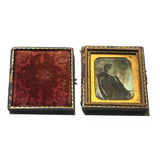 Early Ninth Plate Folk Art Daguerreotype of Man in Caned Chair