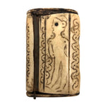 Marvelous Antique Whaler Made Folk Art Snuff Box with Primitive Figures