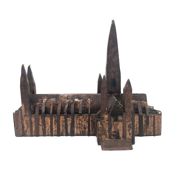 Wonderful Hand-carved Folk Art Cathedral with Iron Buttresses