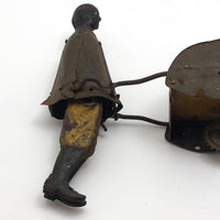 Rare Antique Black Americana Tin Toy Porter Pushing Wheelbarrow