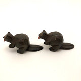 Carved, Painted and Signed Charming Wooden Beavers!