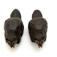 Carved, Painted and Signed Charming Wooden Beavers!
