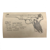 Set of 21 Graphite Drawings of Hand Guns on Card Catalog Index Cards