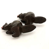 Carved, Painted and Signed Charming Wooden Beavers!