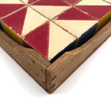 Great Old Color Cubes Set of 49 Blocks with Handmade Cigar Box Holder