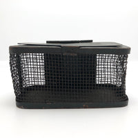 Dark Green Vintage Metal Mesh Live Bait Cage Box