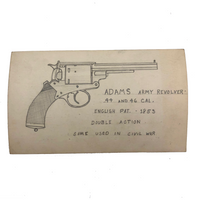 Set of 21 Graphite Drawings of Hand Guns on Card Catalog Index Cards