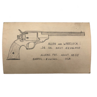 Set of 21 Graphite Drawings of Hand Guns on Card Catalog Index Cards