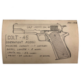 Set of 21 Graphite Drawings of Hand Guns on Card Catalog Index Cards