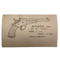 Set of 21 Graphite Drawings of Hand Guns on Card Catalog Index Cards