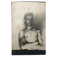 Old Real Photo Postcard of Bare Chested Man with Folded Arms