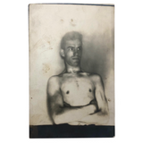 Old Real Photo Postcard of Bare Chested Man with Folded Arms