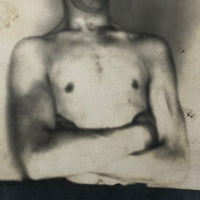 Old Real Photo Postcard of Bare Chested Man with Folded Arms