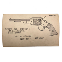Set of 21 Graphite Drawings of Hand Guns on Card Catalog Index Cards