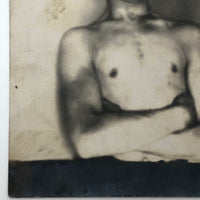 Old Real Photo Postcard of Bare Chested Man with Folded Arms