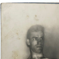 Old Real Photo Postcard of Bare Chested Man with Folded Arms