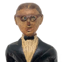 Wonderful Old Hand-carved, Painted Man with Glasses