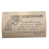 Set of 21 Graphite Drawings of Hand Guns on Card Catalog Index Cards