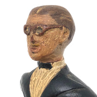 Wonderful Old Hand-carved, Painted Man with Glasses
