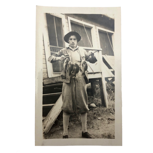 Little Gull Lake, Minnesota "Me and Bluegills" c. 1930s  Black and White Photo