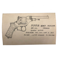 Set of 21 Graphite Drawings of Hand Guns on Card Catalog Index Cards